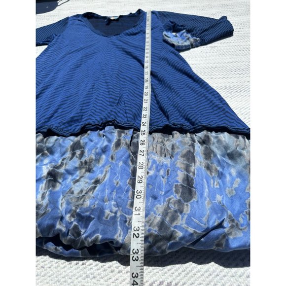 Plenty by Tracy Reese Dress Women Small Blue Stripe V-Neck Long Sleeve Trim Silk - Picture 8 of 11